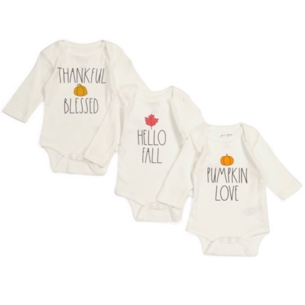 Rae Dunn 3 pack Baby Long Sleeve Fall Bodysuits